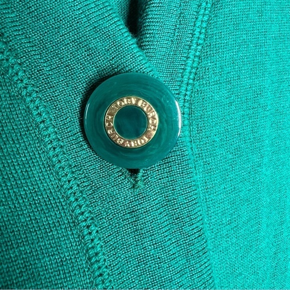 Tory Burch Sweater Women XS Sweater Kelly Green Wool Button Up V Neck B3 - Picture 4 of 8